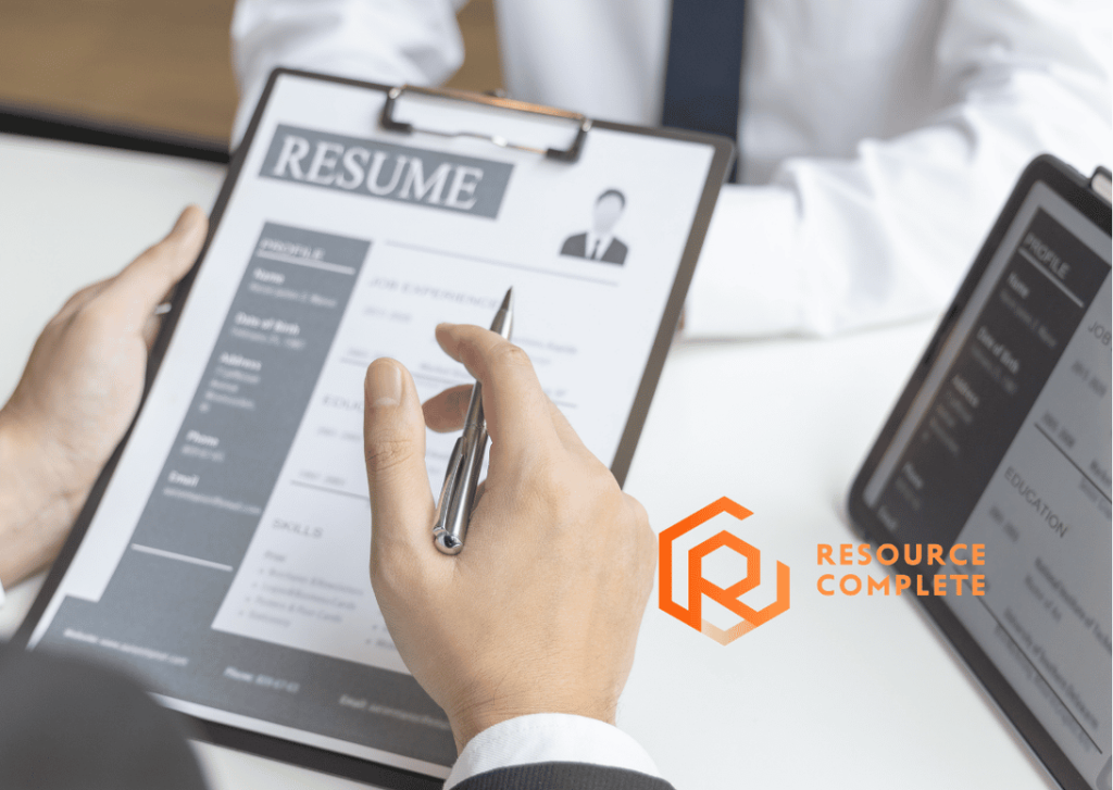Recruiter screening a CV quickly for job title, recent experience, skills, and measurable achievements.